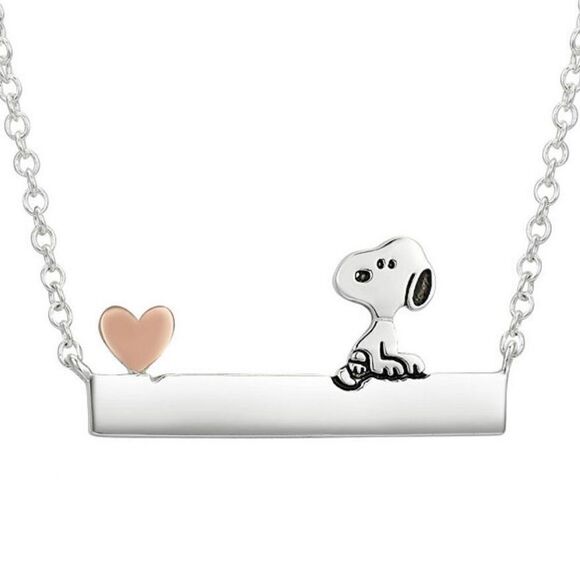 NWT Peanuts 14K Gold-Flash Plated Two-Tone Always In My Heart Pendant Necklace - Picture 6 of 11